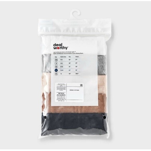 Deal Worthy Briefs Womens XL 5 Pack Underwear Multicolor Neutral Black, NudeWhit - Picture 5 of 5